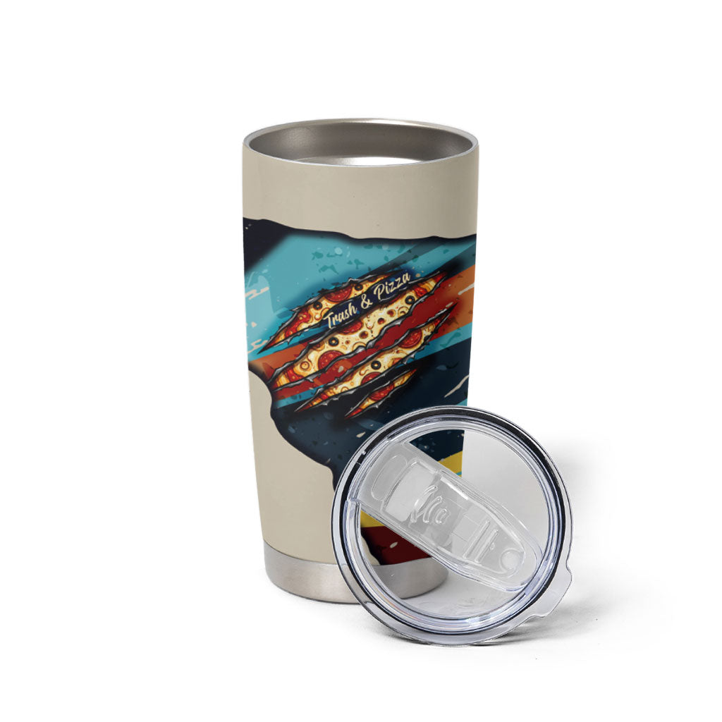 Skateboarding Raccoon Eating Pizza Tumbler Cup Retro Cartoon Skating Claw Rip Grunge Aesthetic