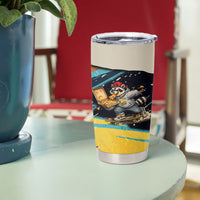 Skateboarding Raccoon Eating Pizza Tumbler Cup Retro Cartoon Skating Claw Rip Grunge Aesthetic