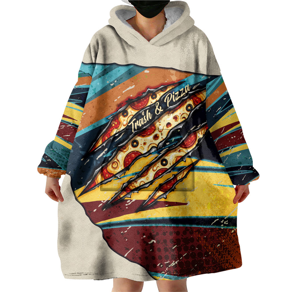 Skateboarding Raccoon Eating Pizza Wearable Blanket Hoodie Retro Cartoon Skating Claw Rip Grunge Aesthetic