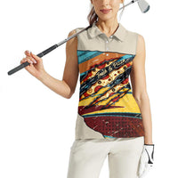 Skateboarding Raccoon Eating Pizza Women Sleeveless Polo Shirt Retro Cartoon Skating Claw Rip Grunge Aesthetic