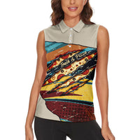 Skateboarding Raccoon Eating Pizza Women Sleeveless Polo Shirt Retro Cartoon Skating Claw Rip Grunge Aesthetic