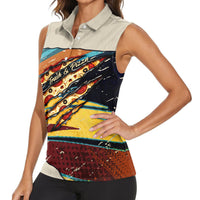 Skateboarding Raccoon Eating Pizza Women Sleeveless Polo Shirt Retro Cartoon Skating Claw Rip Grunge Aesthetic