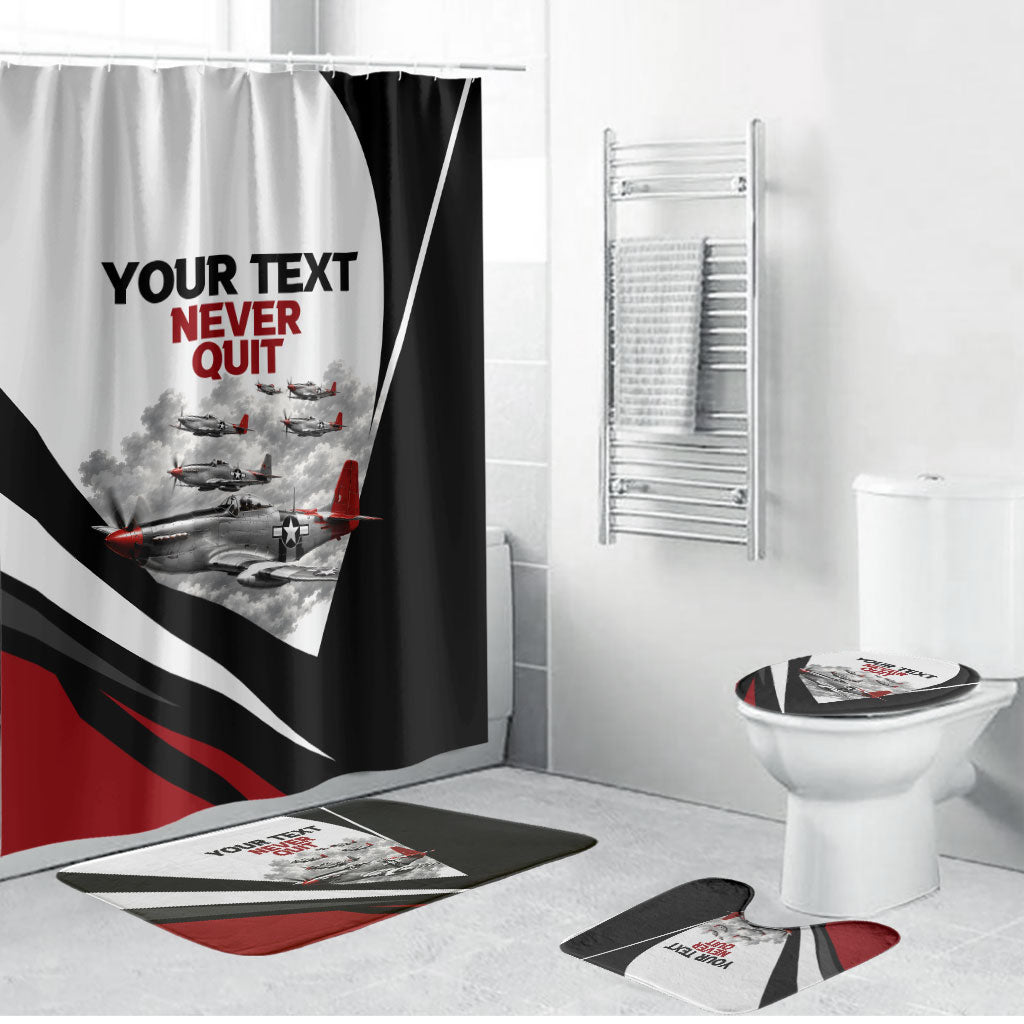 Personalized Tuskegee Airmen Bathroom Set Red Tails P-51 Mustang WWII Aviation Never Quit