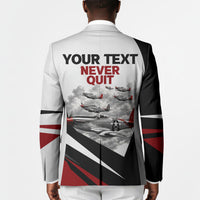 Personalized Tuskegee Airmen Blazer Red Tails P-51 Mustang WWII Aviation Never Quit