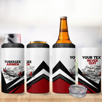 Personalized Tuskegee Airmen 4 in 1 Can Cooler Tumbler Red Tails P-51 Mustang WWII Aviation Never Quit