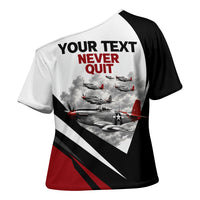 Personalized Tuskegee Airmen Cross Shoulder Shirt Red Tails P-51 Mustang WWII Aviation Never Quit