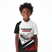 Personalized Tuskegee Airmen Kid Polo Shirt Red Tails P-51 Mustang WWII Aviation Never Quit