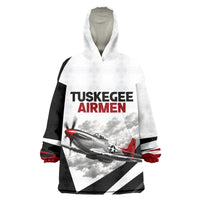 Personalized Tuskegee Airmen Kid Wearable Blanket Hoodie Red Tails P-51 Mustang WWII Aviation Never Quit