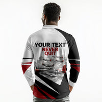 Personalized Tuskegee Airmen Long Sleeve Polo Shirt Red Tails P-51 Mustang WWII Aviation Never Quit