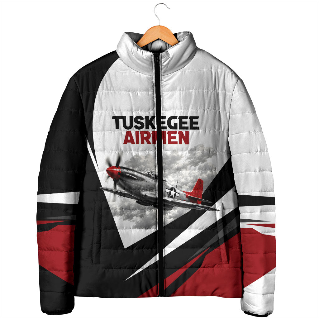 Personalized Tuskegee Airmen Padded Jacket Red Tails P-51 Mustang WWII Aviation Never Quit