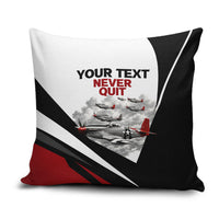 Personalized Tuskegee Airmen Pillow Cover Red Tails P-51 Mustang WWII Aviation Never Quit