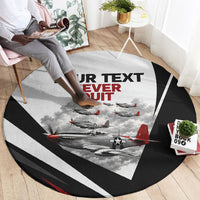 Personalized Tuskegee Airmen Round Carpet Red Tails P-51 Mustang WWII Aviation Never Quit