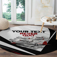 Personalized Tuskegee Airmen Round Carpet Red Tails P-51 Mustang WWII Aviation Never Quit