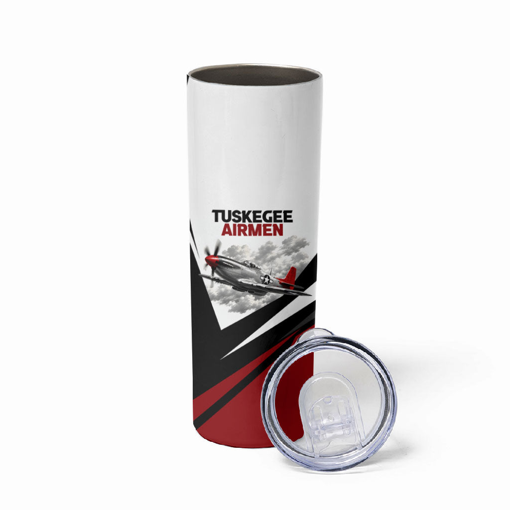 Personalized Tuskegee Airmen Skinny Tumbler Red Tails P-51 Mustang WWII Aviation Never Quit