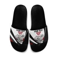 Personalized Tuskegee Airmen Slide Sandals Red Tails P-51 Mustang WWII Aviation Never Quit