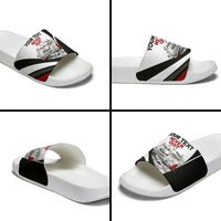 Personalized Tuskegee Airmen Slide Sandals Red Tails P-51 Mustang WWII Aviation Never Quit
