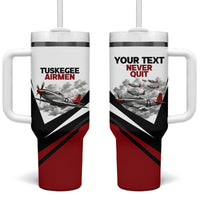 Personalized Tuskegee Airmen Tumbler With Handle Red Tails P-51 Mustang WWII Aviation Never Quit