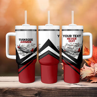 Personalized Tuskegee Airmen Tumbler With Handle Red Tails P-51 Mustang WWII Aviation Never Quit