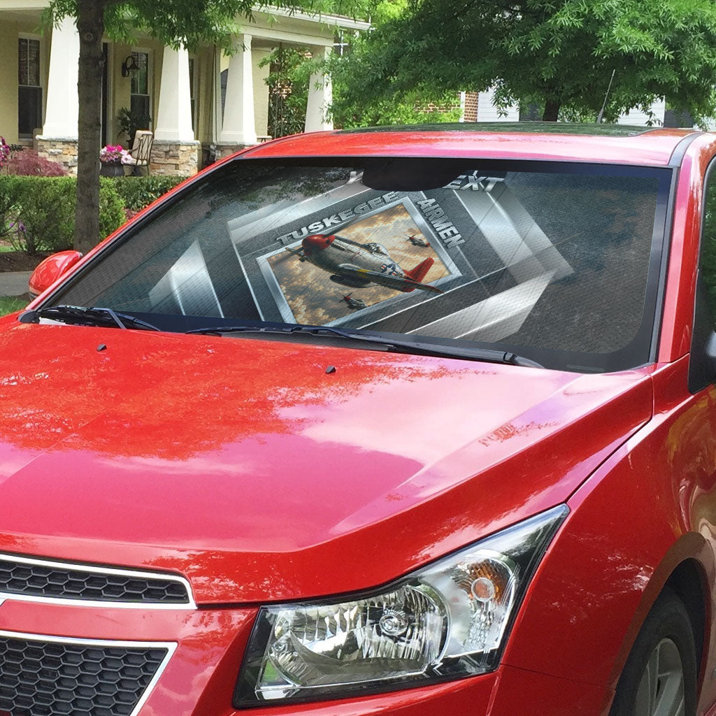 Personalized Tuskegee Airmen Auto Sun Shade Vintage WWII Aviation History Graphic Art