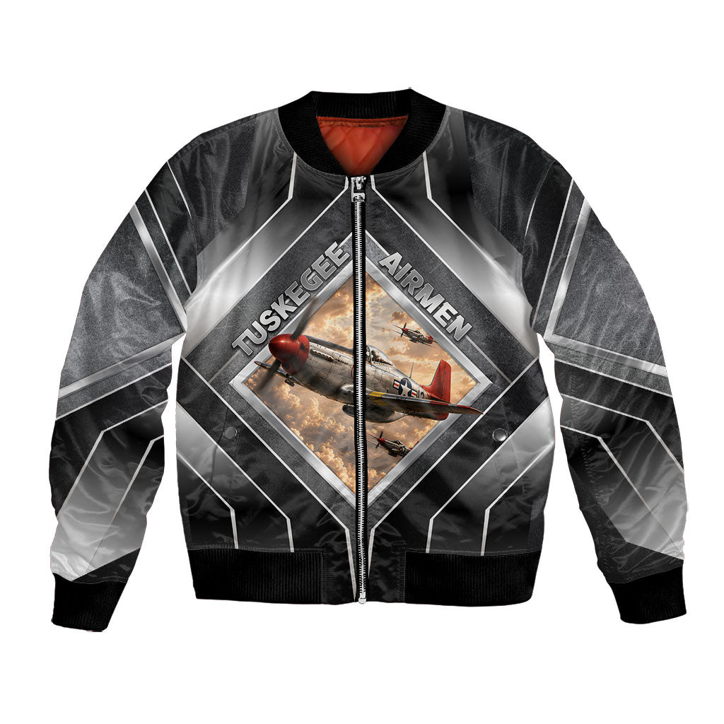 Personalized Tuskegee Airmen Bomber Jacket Vintage WWII Aviation History Graphic Art