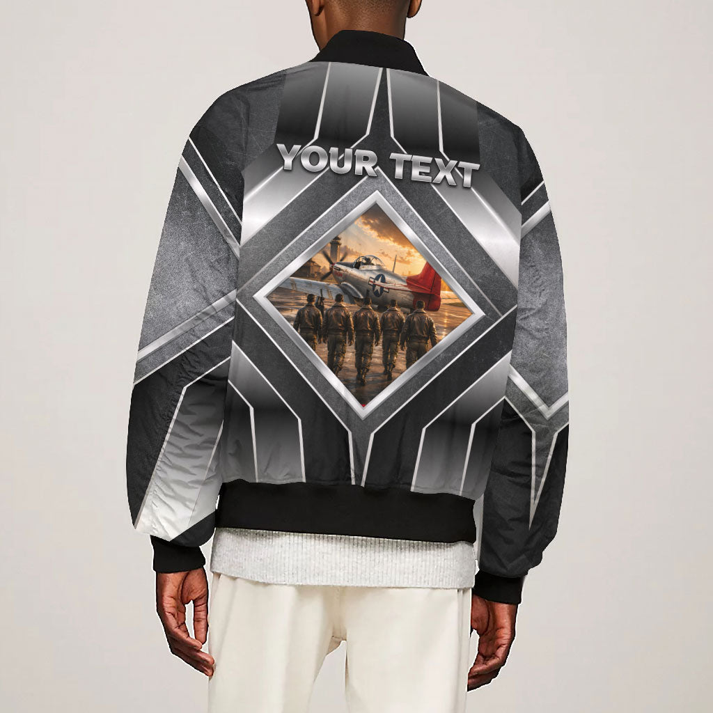 Personalized Tuskegee Airmen Bomber Jacket Vintage WWII Aviation History Graphic Art