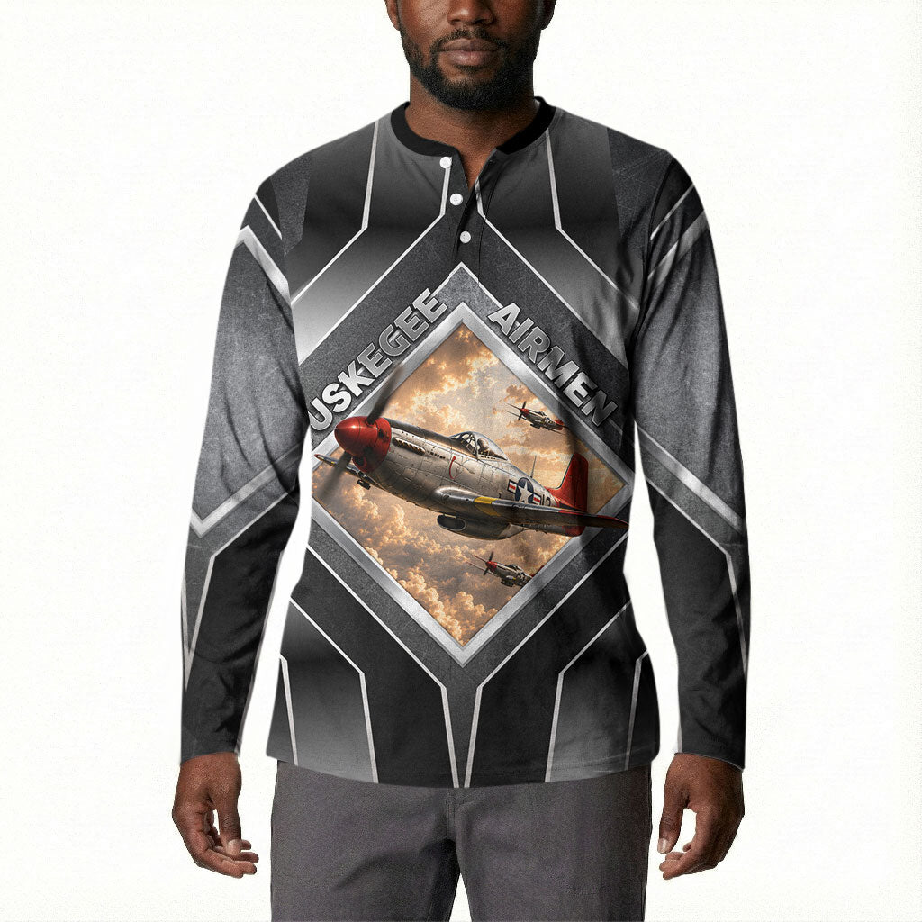 Personalized Tuskegee Airmen Button Sweatshirt Vintage WWII Aviation History Graphic Art