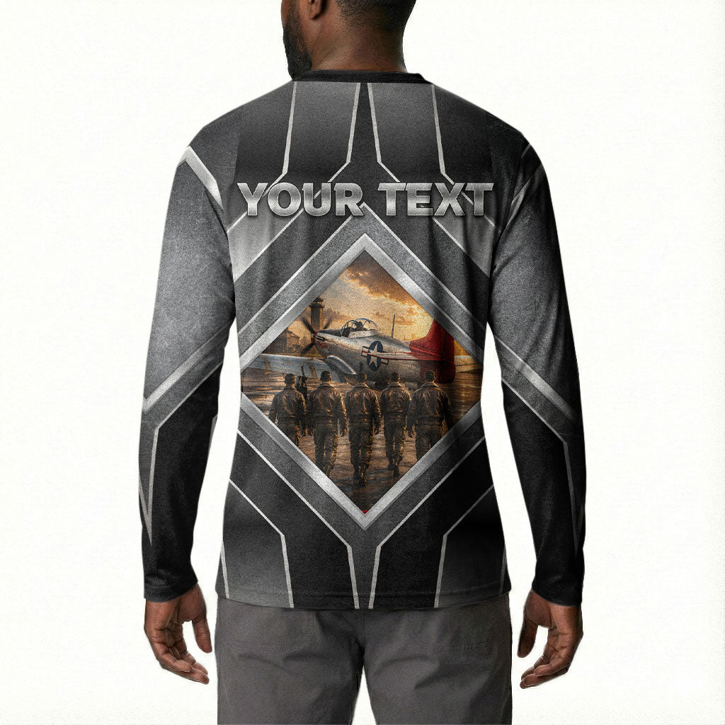 Personalized Tuskegee Airmen Button Sweatshirt Vintage WWII Aviation History Graphic Art