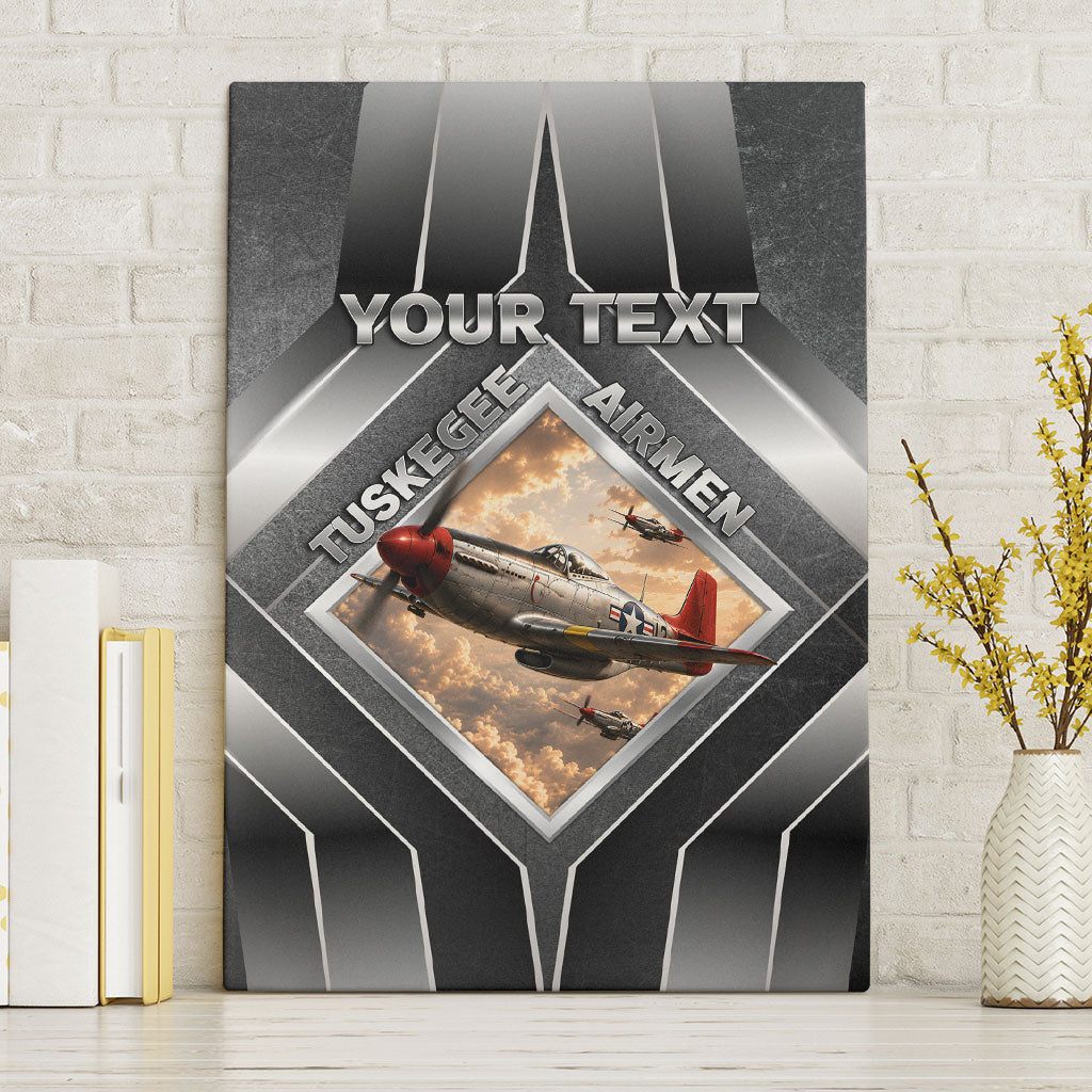 Personalized Tuskegee Airmen Canvas Wall Art Vintage WWII Aviation History Graphic Art