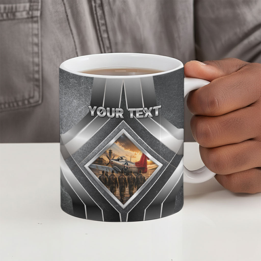 Personalized Tuskegee Airmen Ceramic Mug Vintage WWII Aviation History Graphic Art