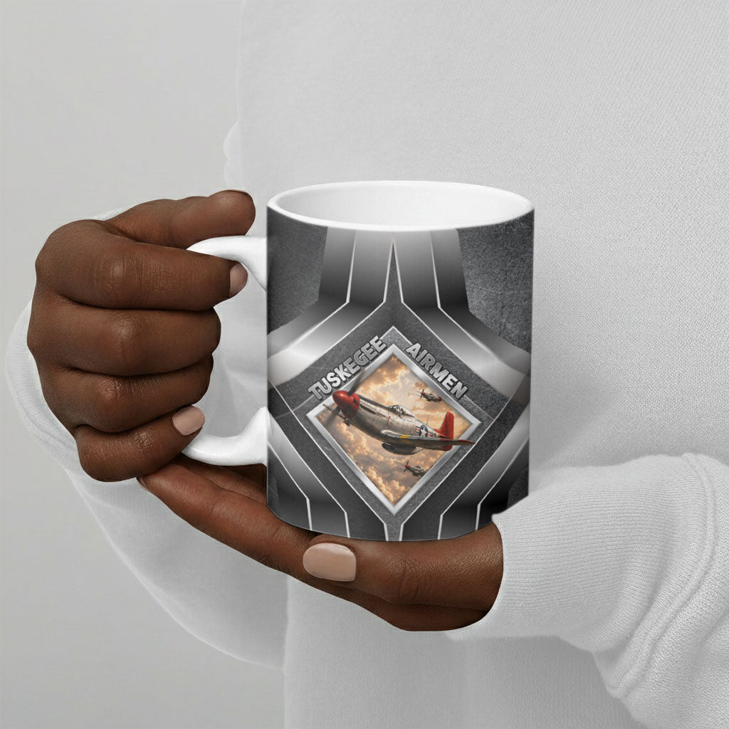 Personalized Tuskegee Airmen Ceramic Mug Vintage WWII Aviation History Graphic Art