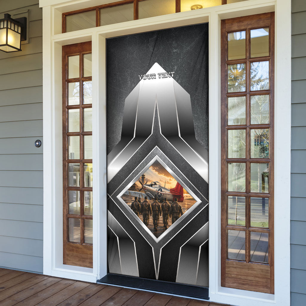 Personalized Tuskegee Airmen Door Cover Vintage WWII Aviation History Graphic Art