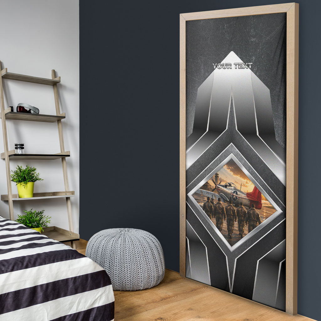 Personalized Tuskegee Airmen Door Cover Vintage WWII Aviation History Graphic Art