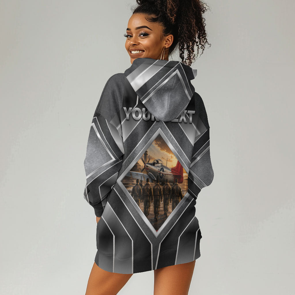 Personalized Tuskegee Airmen Hoodie Dress Vintage WWII Aviation History Graphic Art