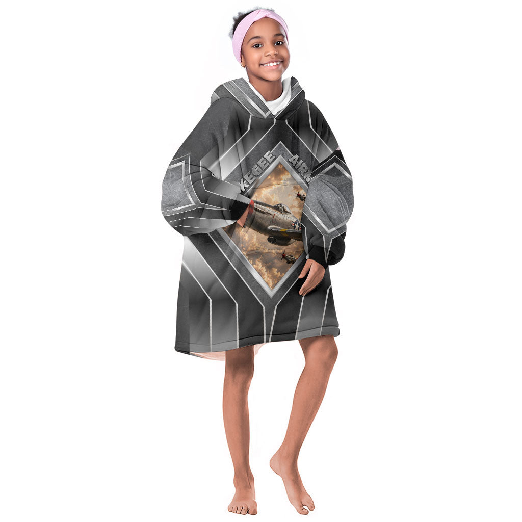 Personalized Tuskegee Airmen Kid Wearable Blanket Hoodie Vintage WWII Aviation History Graphic Art