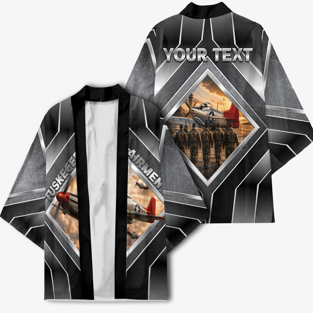 Personalized Tuskegee Airmen Kimono Vintage WWII Aviation History Graphic Art