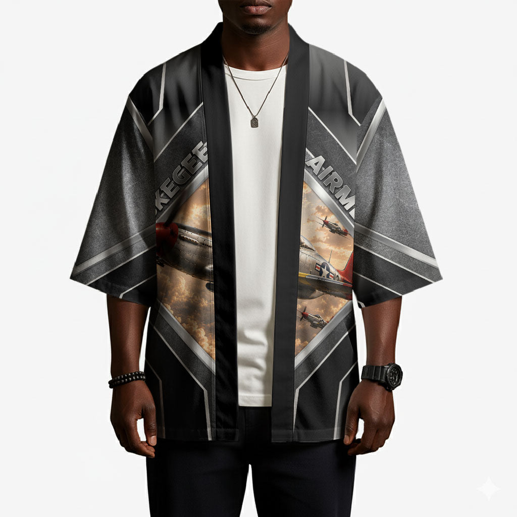 Personalized Tuskegee Airmen Kimono Vintage WWII Aviation History Graphic Art