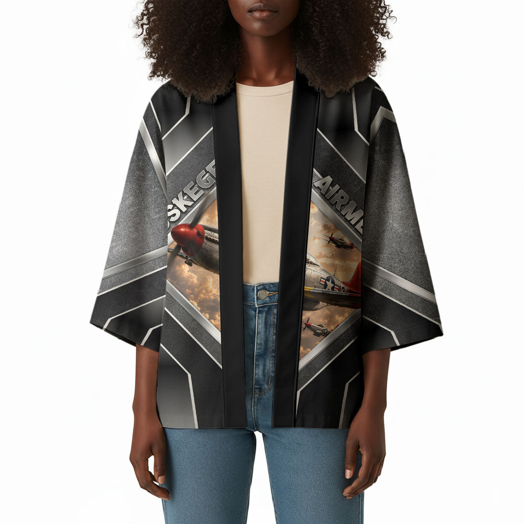 Personalized Tuskegee Airmen Kimono Vintage WWII Aviation History Graphic Art