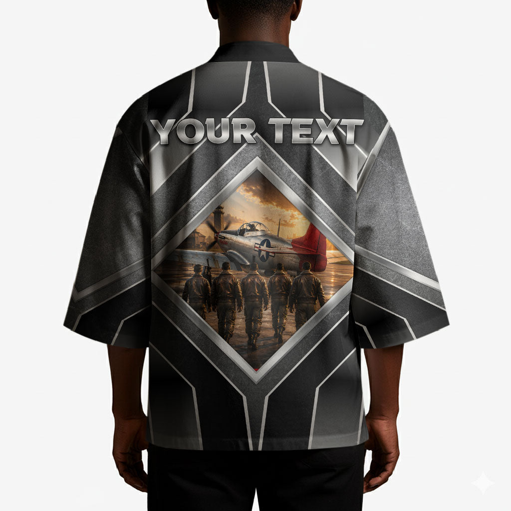 Personalized Tuskegee Airmen Kimono Vintage WWII Aviation History Graphic Art