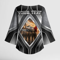 Personalized Tuskegee Airmen Kimono Sleeve Blouse Vintage WWII Aviation History Graphic Art