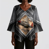 Personalized Tuskegee Airmen Kimono Sleeve Blouse Vintage WWII Aviation History Graphic Art