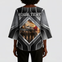 Personalized Tuskegee Airmen Kimono Sleeve Blouse Vintage WWII Aviation History Graphic Art