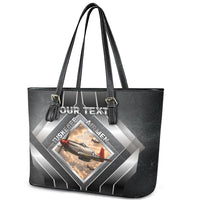 Personalized Tuskegee Airmen Leather Tote Bag Vintage WWII Aviation History Graphic Art
