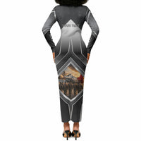 Personalized Tuskegee Airmen Long Sleeve Bodycon Dress Vintage WWII Aviation History Graphic Art