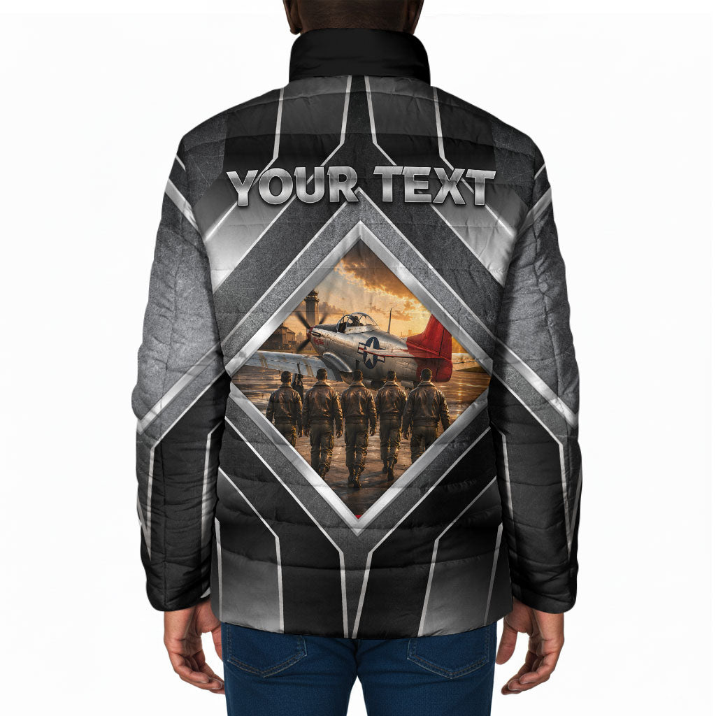 Personalized Tuskegee Airmen Padded Jacket Vintage WWII Aviation History Graphic Art