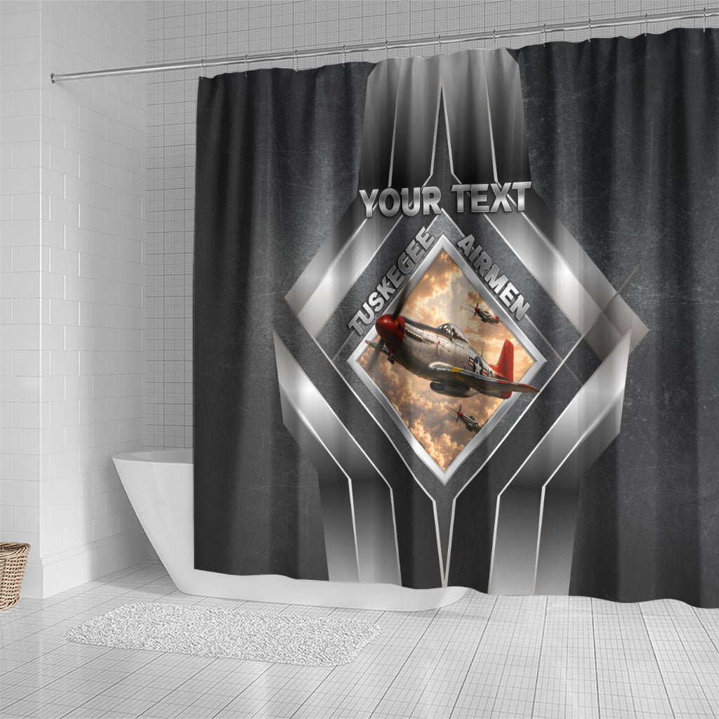 Personalized Tuskegee Airmen Shower Curtain Vintage WWII Aviation History Graphic Art