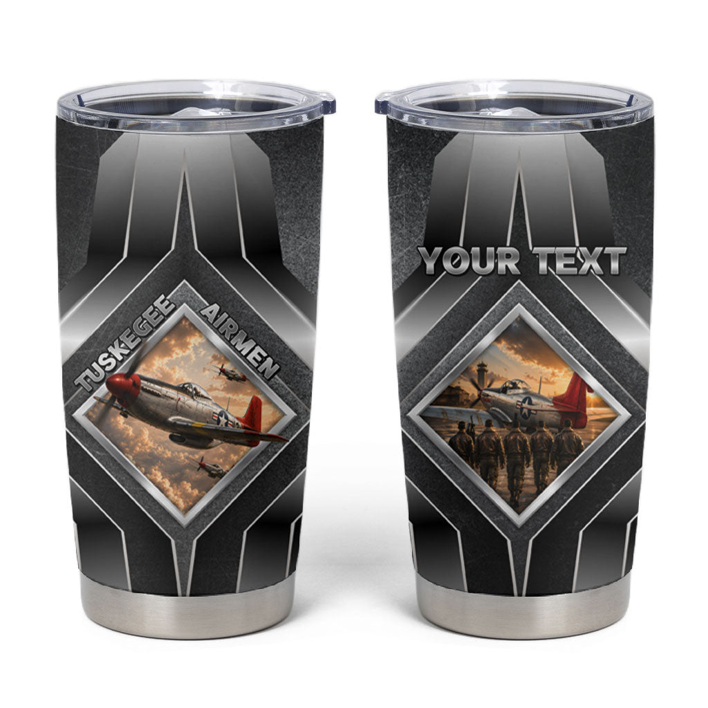 Personalized Tuskegee Airmen Tumbler Cup Vintage WWII Aviation History Graphic Art