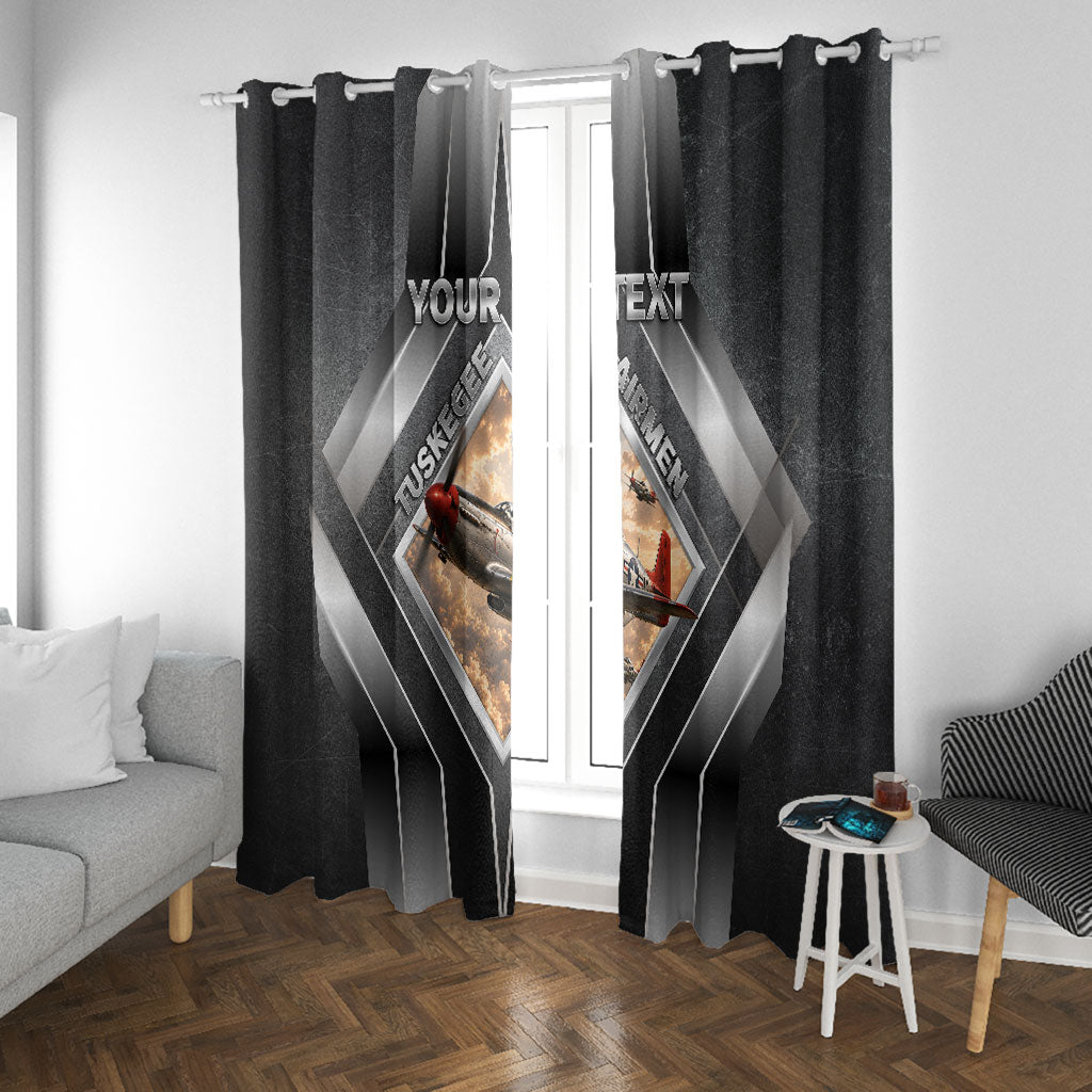 Personalized Tuskegee Airmen Window Curtain Vintage WWII Aviation History Graphic Art
