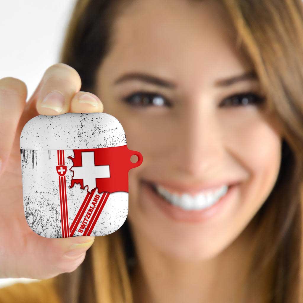 Switzerland Flag AirPods Case Swiss Map Red-White Distressed - Wonder Print Shop