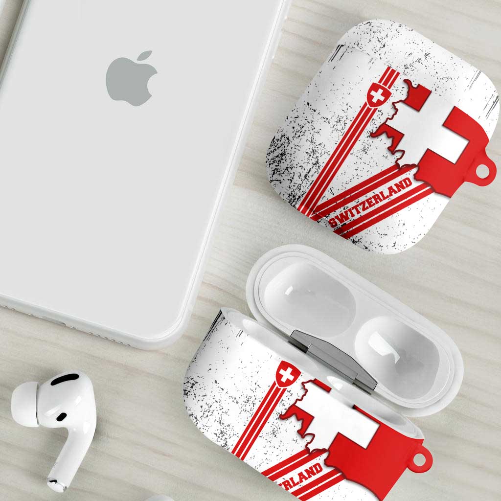 Switzerland Flag AirPods Case Swiss Map Red-White Distressed - Wonder Print Shop