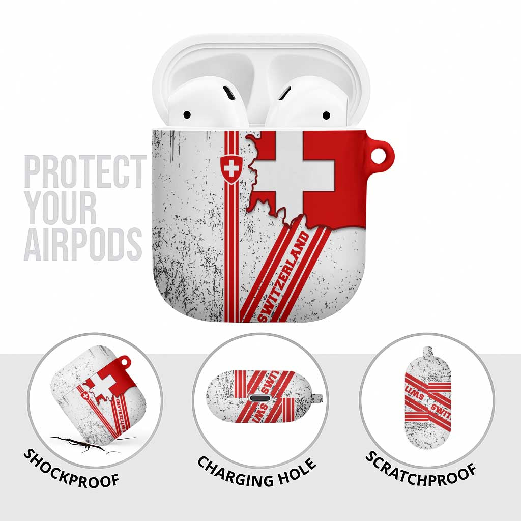 Switzerland Flag AirPods Case Swiss Map Red-White Distressed - Wonder Print Shop
